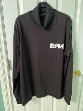 Louis Vuitton Black Long Sleeve Turtleneck Sweatshirt with White LVM Logo